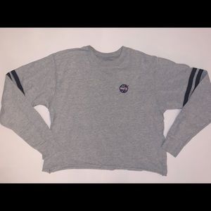 mighty fine nasa cropped long sleeve tee